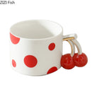 GobekUsa Cherry Porcelain Mugs Gold Plated Coffee Cup Teacup Tableware Fruits Juice