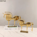 GobekUsa Golden Horse Metal Animal Sculpture Desk Ornament