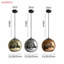 GobekUsa Glass Pendant Lights 15cm/20cm Round Ball Hanging Lamp in Golden/Copper/Silver Plating