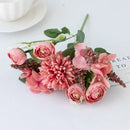 GobekUsa Artificial Hydrangea Tea Rose Bouquet for Home Decor and DIY Wedding Bouquets