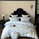GobekUsa 5-Piece Chinese Flowers Bird Embroidery Bedding Set, 1000TC Egyptian Cotton, Queen King
