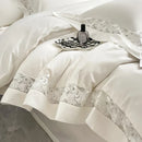 GobekUsa Lace Embroidery 1200TC Egyptian Cotton 4Pcs Bedding Set with Wide Hollow Design