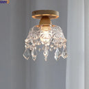 GobekUsa Crystal Wood LED Ceiling Lamp Clear Glass Modern Indoor Lighting