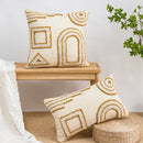 GobekUsa Geometric Tufted Cotton Canvas Embroidered Pillow Covers for Home Decor