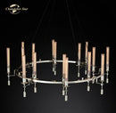 GobekUsa LED Round Glass Chandelier for Living Dining Room Lighting