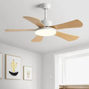 GobekUsa 48" Bedroom Restaurant Ceiling Fan with 5 Wood Blades, DC Motor, LED Light, Remote