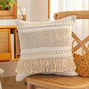GobekUsa Geometric Tufted Cushion Cover with Handmade Tassels & Patchwork