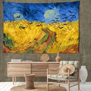 GobekUsa Golden Field Oil Painting Tapestry Wall Hanging - Retro Hippie Art Decor