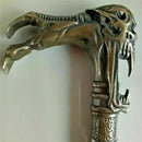 GobekUsa Gothic Bronze Evil Person Statue Cane Walking Stick Head