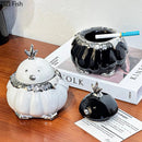 GobekUsa Garlic Duck Ceramic Ashtray with Lid - Unique Desk Decoration and Smoking Accessory