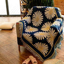 GobekUsa Knitted Cotton Throw Blanket with Tassel - Geometric Bohemian Design