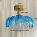 GobekUsa Green Glass LED Ceiling Light Modern Iron Copper Lampara Techo for Home Decor