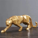GobekUsa Leopard Geometric Resin Statue - Modern Wildlife Panther Sculpture for Home Office