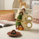 GobekUsa Creative Ceramic Coffee Mug with Lid for Couples