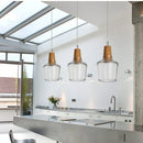 GobekUsa Glass & Wood Pendant Light: Modern Nordic Hanging Lamp for Bar, Table, Dining - Gray Retro Decor