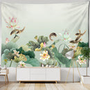 GobekUsa Koi Lotus Ink Tapestry Wall Hanging - Bohemian Aesthetics Home Decor