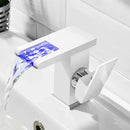 GobekUsa LED Waterfall Basin Faucet - Single Handle Mixer Tap in White, Black, or Chrome