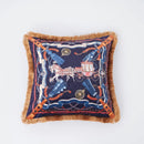GobekUsa Jungle Animal Collection Cushion Cover with Gold Tassel Fringe - Luxury Satin Pillowcase