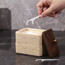 GobekUsa Double Decker Natural Stone Jewelry Organizer - 2 in 1 Floss Box & Bathroom Storage