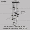 GobekUsa Golden Black LED Long Chandelier for Home, Restaurant, and Cafe