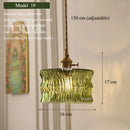 Nordic Green Glass Pendant Light With Brass Accents