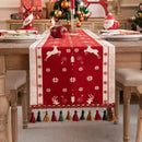 GobekUsa Christmas Cartoon Jacquard Table Runner with Embroidered Tassel - Festive Dining Room Decor