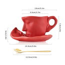 GobekUsa Ceramic Kissing Couple Tea Cup Set with Saucer and Spoon