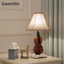 GobekUsa Kids Violin LED Table Lamp for Bedroom - Modern Fabric Stand Light