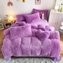 GobekUsa Fluffy Faux Fur Bedding Set: Duvet Cover, Sheet, Pillowcase - Soft & Warm