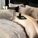 GobekUsa Lace Patchwork Silk Cotton Luxury Bedding Set Queen King Size