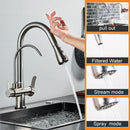 GobekUsa Dual Handle Kitchen Faucet with Black Touch Sensor and Three Modes