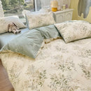 GobekUsa Double-Sided Floral Print Cotton Bedding Set - Queen Size Soft Duvet Cover Set