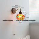 GobekUsa LED Tiffany Style Wall Lights Pull Chain Sconce Colorful Glass Stair Fixture