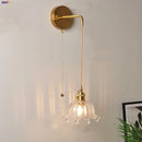 GobekUsa Clear Glass LED Wall Lights with Adjustable Pull Chain Switch