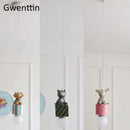 GobekUsa Kids Animal Pendant Lamp: Rabbit Lion Cat LED Ceiling Light Fixture