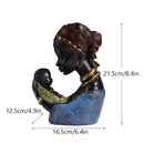 GobekUsa African Exotic Black Mother And Child Resin Statues Retro Figurines For Home Decor