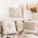 GobekUsa Geometric Tufted Beige Gray Cushion Cover Nordic Style for Modern Decor