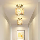 GobekUsa Copper Canopy LED Ceiling Light Glass Crystal Nordic Modern Decor for Home