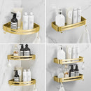 GobekUsa Brushed Gold Aluminum Bathroom Corner Shelf Wall Mounted Shower Shampoo Holder