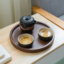 GobekUsa Black Pottery Tea Set: Pot & 2 Cups in Portable Bag