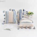 GobekUsa Blue Grey Stripe Tufted Cushion Cover 45x45cm/30x50cm for Home Decoration