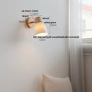 GobekUsa Iron Wood LED Wall Light Fixture Rotate Bedside Lamp Aplique Pared