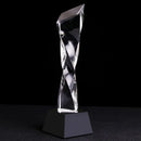 GobekUsa Blue Glass Twisted Column Trophy - Customize Competition Prize