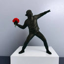 GobekUsa Bansky Flower Thrower Sculpture: Modern Office & Home Decor