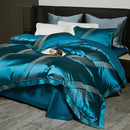 GobekUsa 1000TC Egyptian Cotton Satin Jacquard Patchwork Bedding Set - Full Queen King Size