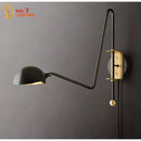 GobekUsa Black/Gold Lustre Copper Swing Arm Wall Lamp for Modern Living Spaces