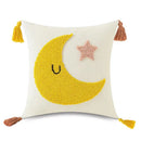 GobekUsa Boho Yellow Rainbow Star Moon Embroidery Pillow Cover 45x45cm with Tassels