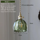 Nordic Green Glass Pendant Light With Brass Accents