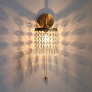 GobekUsa Crystal LED Wall Sconce Pull Chain Switch Brass Mirror Light