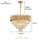 GobekUsa Gold Crystal LED Pendant Light: Modern Luxury Suspension Lamp for Living Room & Restaurant